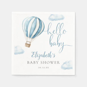 Hej Baby Blue Varm luftballong Baby Shower Pappersservett
