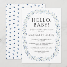 Hej Baby blue Wildblomma Botanical Baby Shower