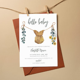 Hej Baby Bohemian Clothes Photo Girl Baby Shower Inbjudningar