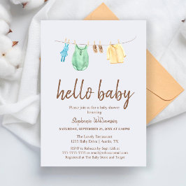 Hej Baby Boho Kläder Linje Baby Shower Inbjudan