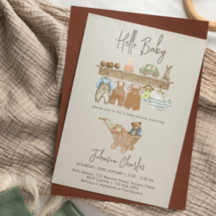 Hej Baby Boho Nursery Cute Neutralt Baby Shower Inbjudningar