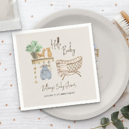 Hej Baby Boho Nursery Neutralt Baby Shower Pappersservett
