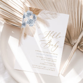 Hej Baby Boho Pampas Grass Boy Shower Inbjudningar