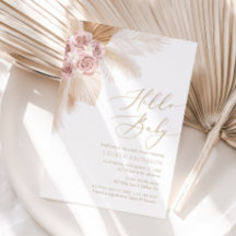 Hej Baby Boho Pampas Grass Girl Baby Shower