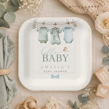 Hej Baby Boho Pojke Klädlinje Bebis Shower