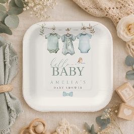 Hej Baby Boho Pojke Klädlinje Bebis Shower