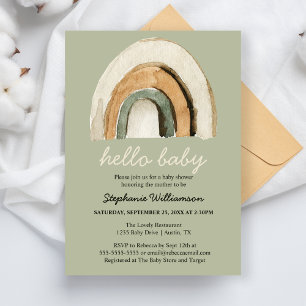 Hej Baby Boho Rainbow Baby Shower Inbjudan