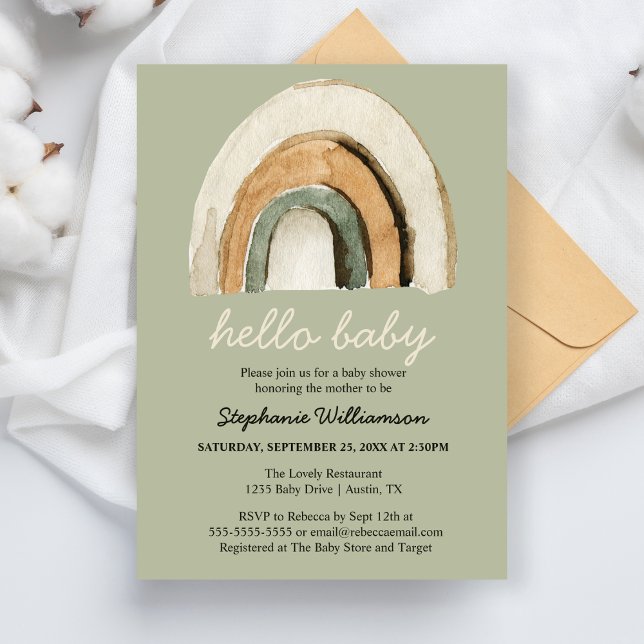 Hej Baby Boho Rainbow Baby Shower-inbjudan Inbjudningar (Skapare uppladdad)
