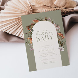 HEJ BABY | Boho Sage Baby Shower Inbjudningar