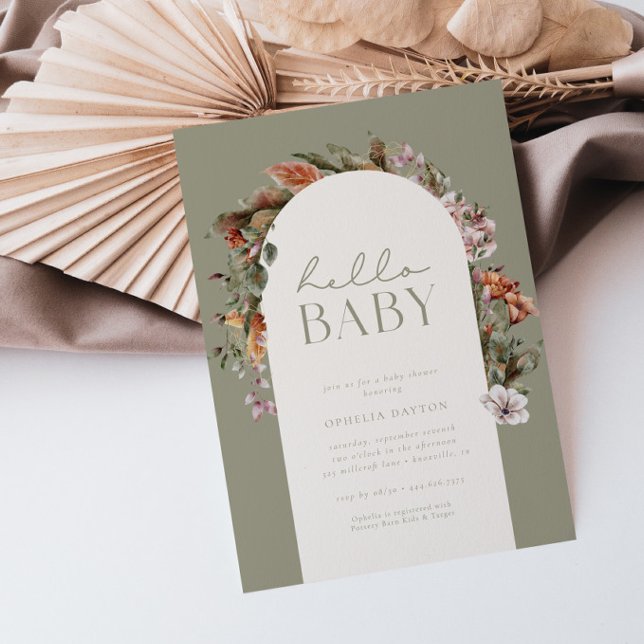 HEJ BABY | Boho Sage Baby Shower Inbjudningar (Skapare uppladdad)