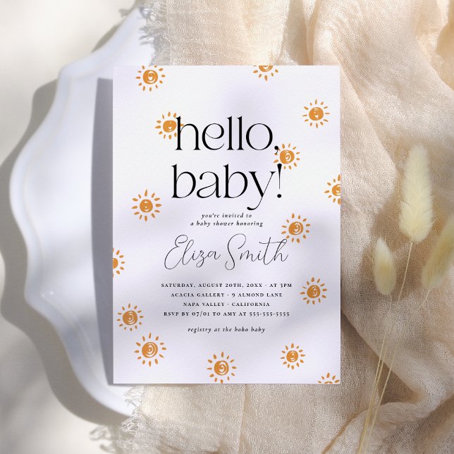 Hej Baby | Boho Sunshine Baby Shower Inbjudningar (Skapare uppladdad)