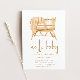 Hej Baby Boho Theme Crib Baby Shower Inbjudan