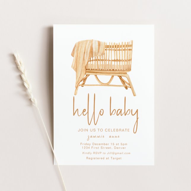Hej Baby Boho Theme Crib Baby Shower Inbjudan (Skapare uppladdad)