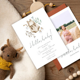Hej Baby Boho Watercolor Baby Shower Inbjudningar