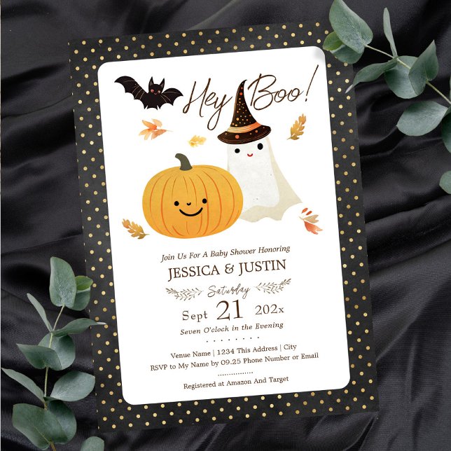 Hej Baby Boo Fall Halloween Baby Shower Inbjudningar (Skapare uppladdad)