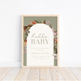 HEJ BABY | Botaniskt Boho Sage Välkommen Poster