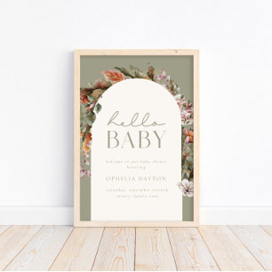 HEJ BABY Botaniskt Boho Sage Välkommen Poster