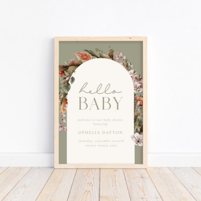 HEJ BABY | Botaniskt Boho Sage Välkommen Poster (Available for print & instant digital download!)