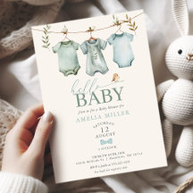 Hej Baby Boy Klädstreck Boho Babyfirande