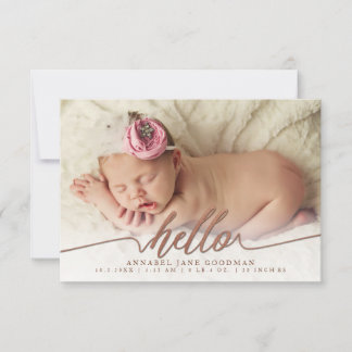 Hej Baby Bronze Birth Announement Photo Cards Meddelande