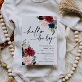 Hej Baby Burgundy Baby Shower-inbjudan Inbjudningar
