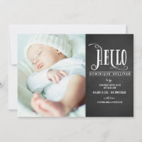 Hej Baby Chalkboard Photo Birth Notice