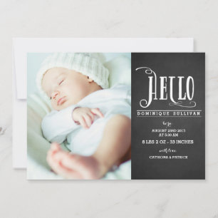 Hej Baby Chalkboard Photo Birth Notice Meddelande