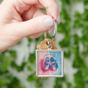 Hej Baby - charm Fyrkantig Silverfärgad Nyckelring