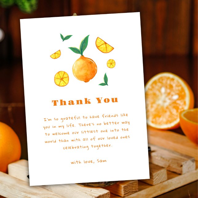 Hej Baby Citrus Orange Farm Baby Shower Tack Kort (Hello Baby Citrus Orange Farm Baby Shower Thank You Card)