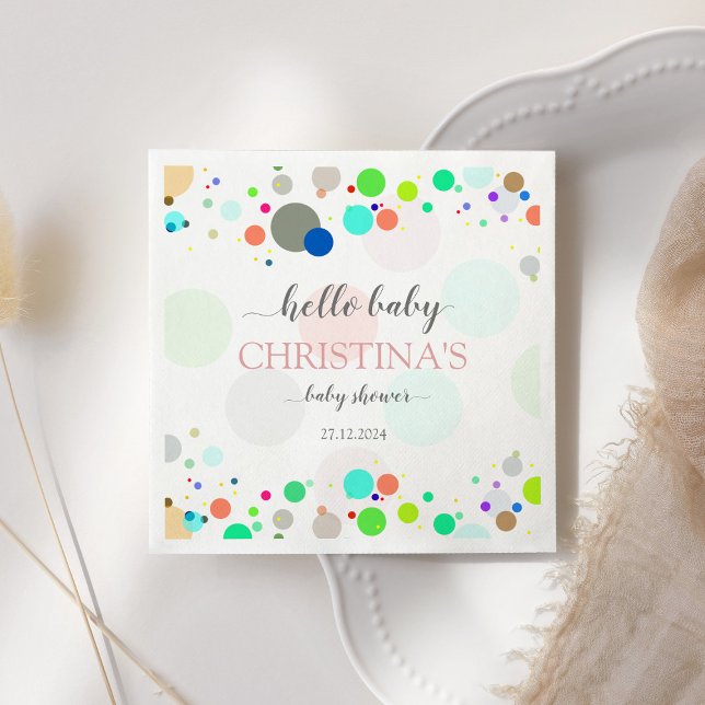 Hej baby Colorful Dots Baby Shower Pappersservett (Skapare uppladdad)
