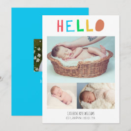 Hej Baby Cute Colorful 4 Photo Collage Newborn Meddelande