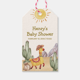 Hej Baby Desert Cactus Llama Cowboy Baby Shower Presentetikett
