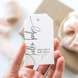 Hej Baby Elegant Kalligrafi Baby Shower Presentetikett