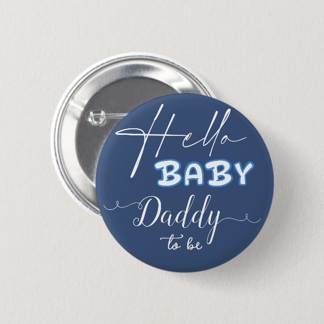 Hej Baby Elegant Mörkblå Blivande Pappa Knapp (Framsida & baksida)