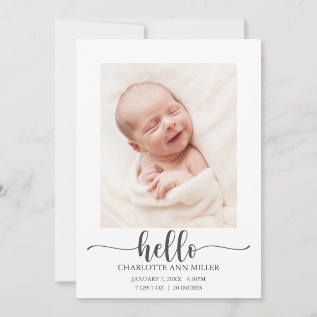 Hej Baby födelsemeddelandekort Meddelande (Framsida)