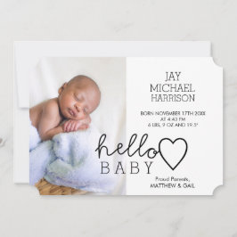 Hej Baby Heart Birth Notice of Meddelande