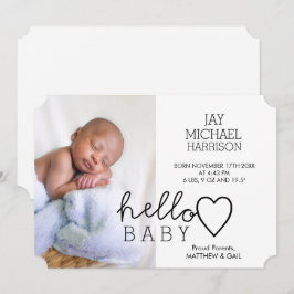 Hej Baby Heart Birth Notice of Meddelande