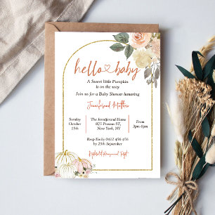 Hej Baby Höstskörd Pumpa Baby Shower Inbjudningar