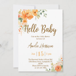 Hej Baby! Inbjudan till elegantens Blommigt för ba