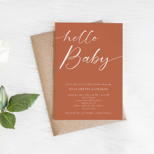 Hej Baby koppar minimalistbabyskor för Boho Inbjudningar