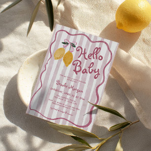 Hej Baby Lemon Bows Girls Baby Shower Inbjudningar