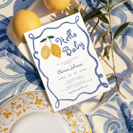 Hej Baby Lemon Italienska Amalfi Boys Baby Shower Inbjudningar