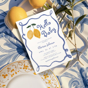 Hej Baby Lemon Italienska Amalfi Boys Baby Shower Inbjudningar
