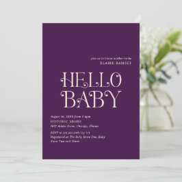 Hej Baby Lila Modern Baby Shower Inbjudningar