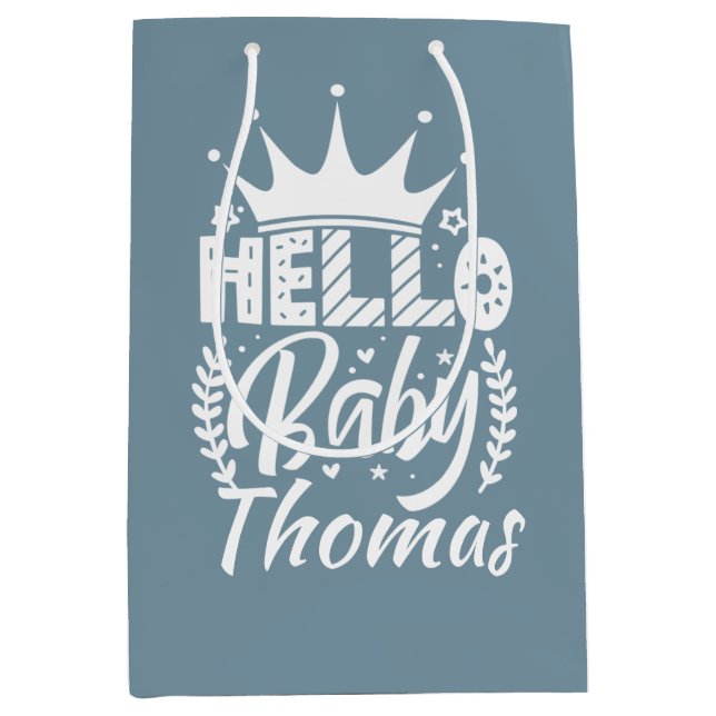 Hej Baby med Krona Baby Namn Blue (Framsidan)