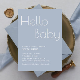 Hej Baby minimala Clean Typography Boy Inbjudningar