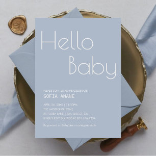 Hej Baby minimala Clean Typography Boy Inbjudningar