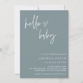 Hej Baby minimalist Boho Blue Boy Shower I Inbjudningar