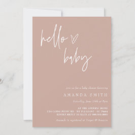 Hej Baby minimalist Girl Boho Baby Shower Inbjudningar