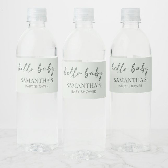 Hej Baby Minimalistisk Bebis Shower Vattenflaskor Etikett (Flaskor)